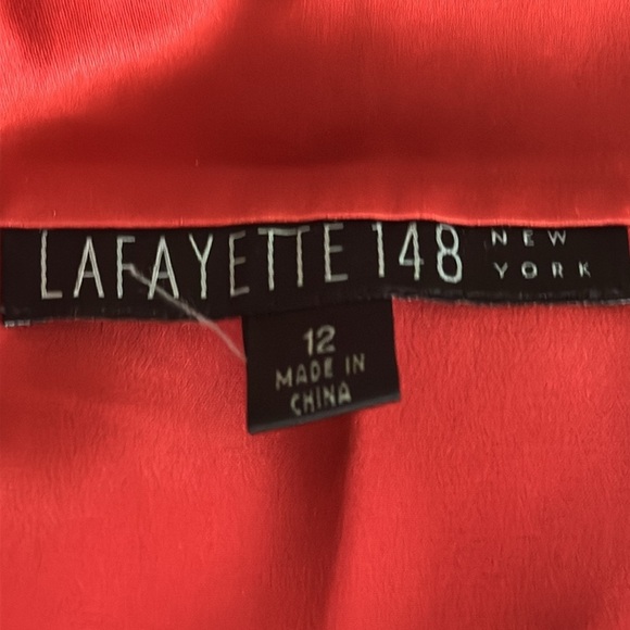 Lafayette 148 New York 100% Silk Charmeuse Top Button Down Work Blouse Size 12 - Picture 6 of 9